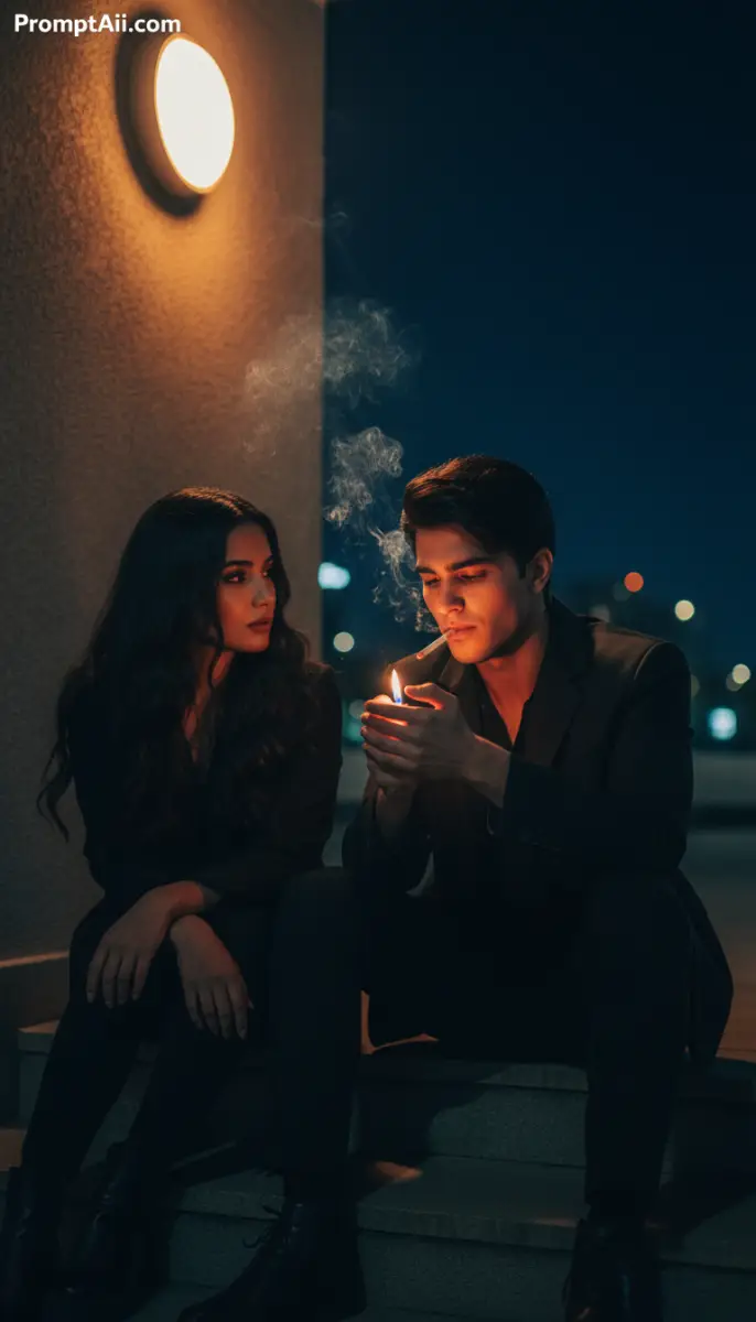 Dramatic Nighttime Cigarette Light