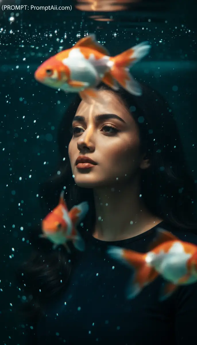 Underwater Portrait with Goldfish