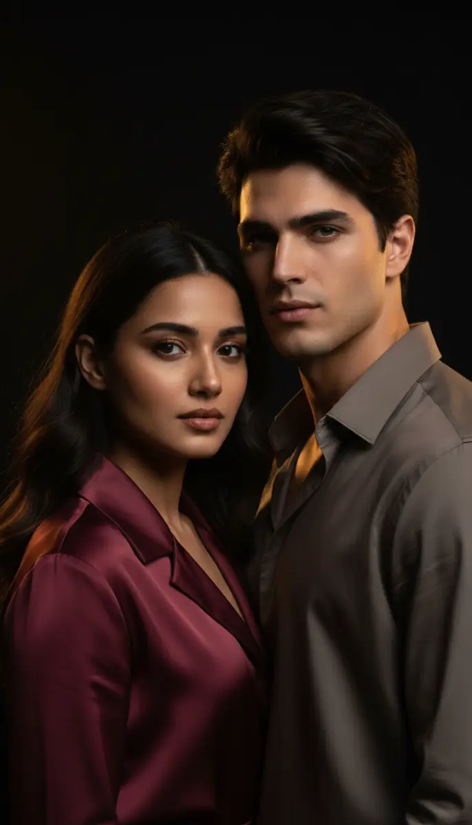 High-Fashion Studio Portrait of an Intimate Couple