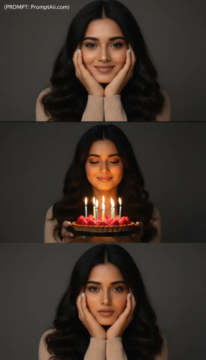 Realistic Portrait Series of a Woman Celebrating Her Birthday