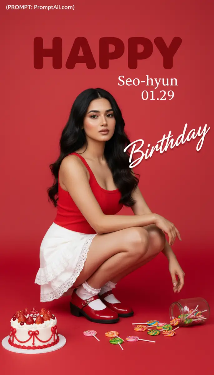 Happy Birthday Poster of Seo-hyun with Cake and Lollipops