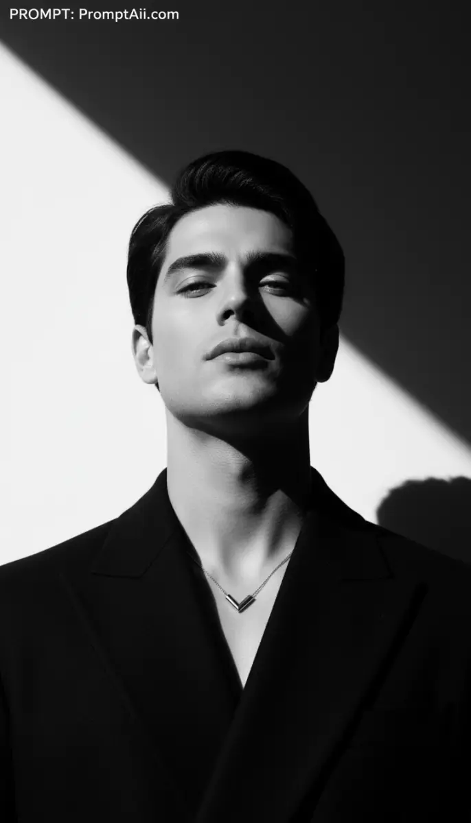Cinematic Black and White Portrait of a Man in a Suit