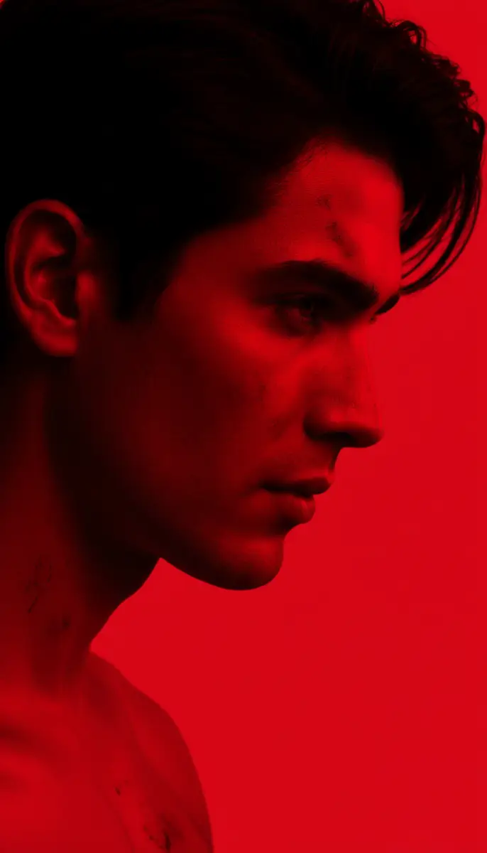 Profile of a Man in Red Light