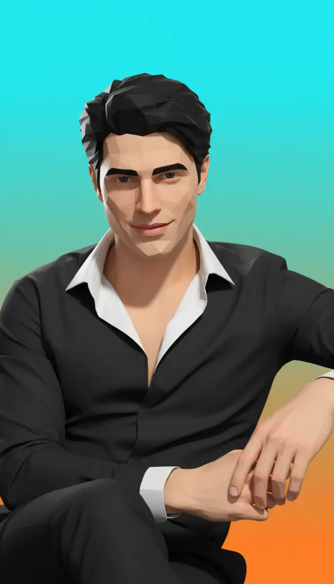 Digital Art Portrait of Man in Black Shirt