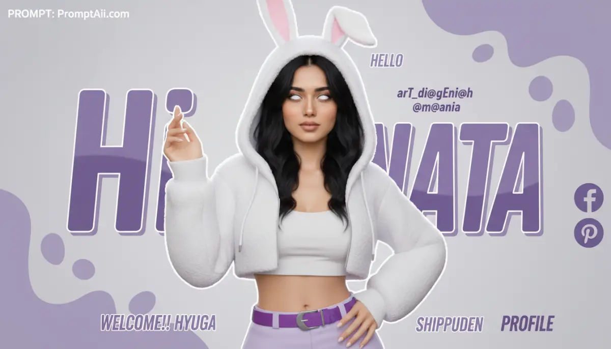 Hinata-Inspired Girl in Bunny Hoodie Art