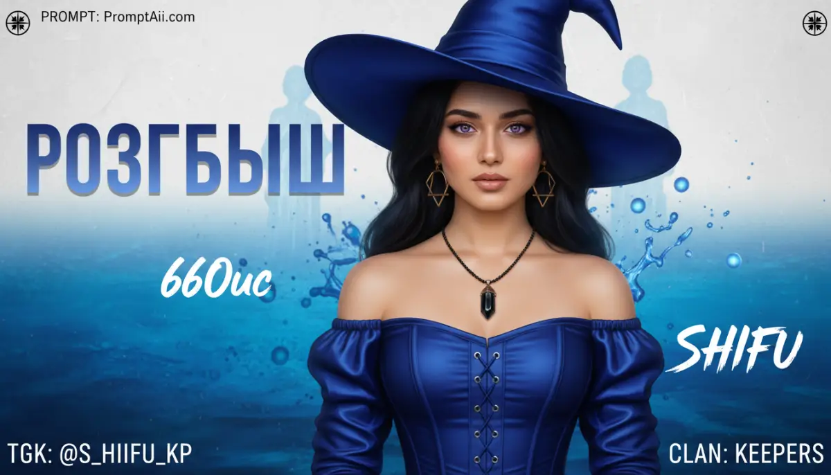 Blue Witch Portrait with Water Background