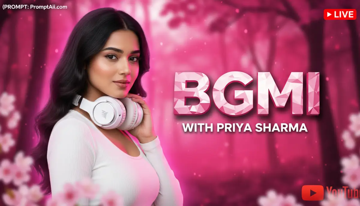 Woman with Headphones for BGMI Gaming Live Stream