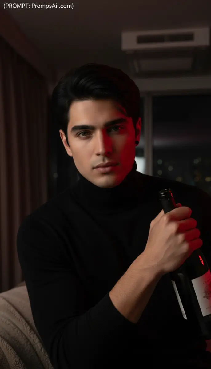Man in Black Turtleneck Holding Wine Bottle