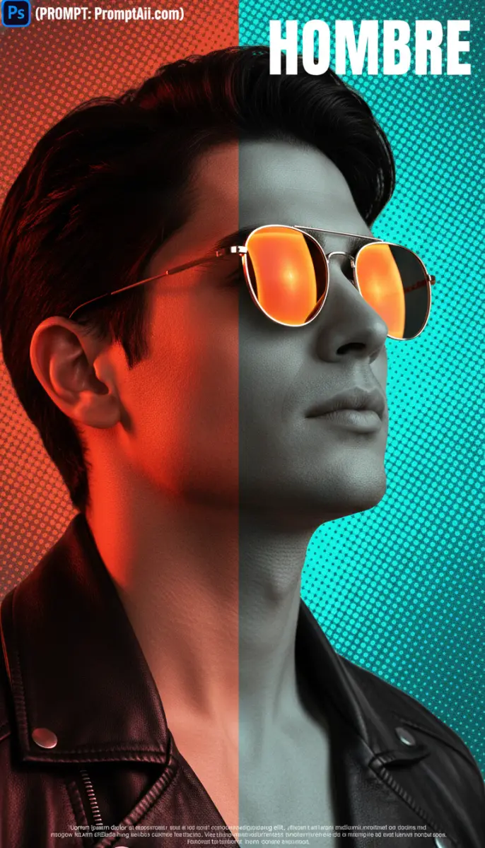 Stylized Portrait of a Man in Sunglasses and Leather Jacket