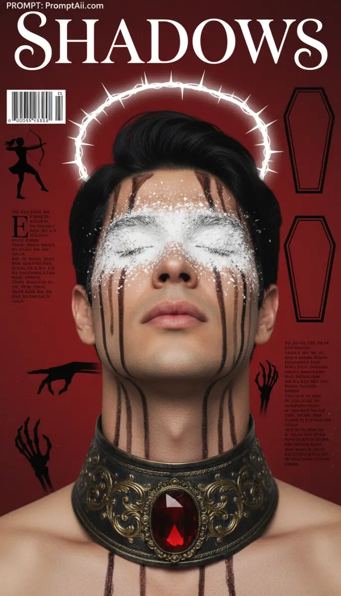 Dark Fantasy Magazine Cover Featuring a Man with Glowing Halo