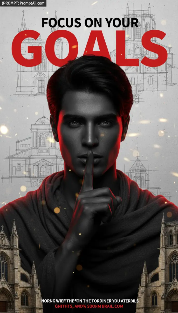 Man with Finger on Lips Focus on Your Goals Poster