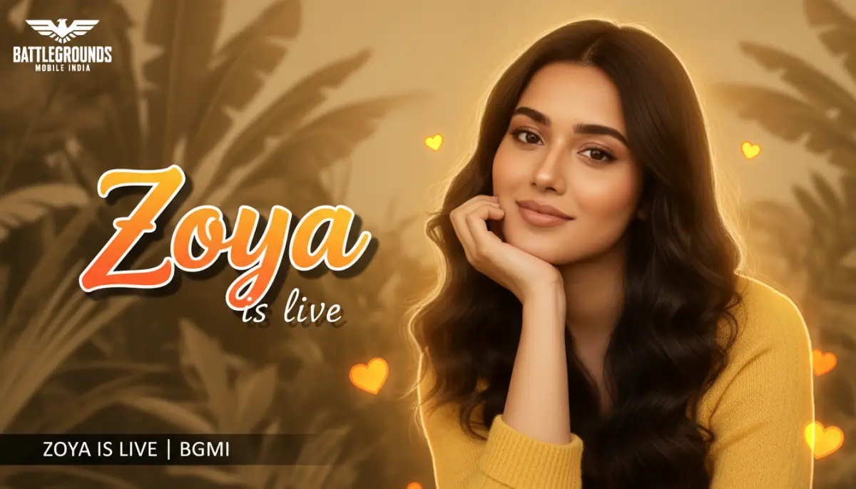 Zoya is Live BGMI Promotional Poster featuring a Woman