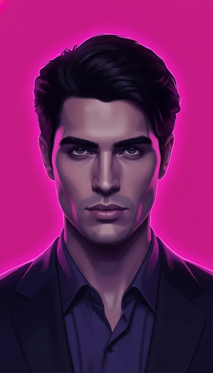 Digital Illustration of a Man in a Suit on Pink Background