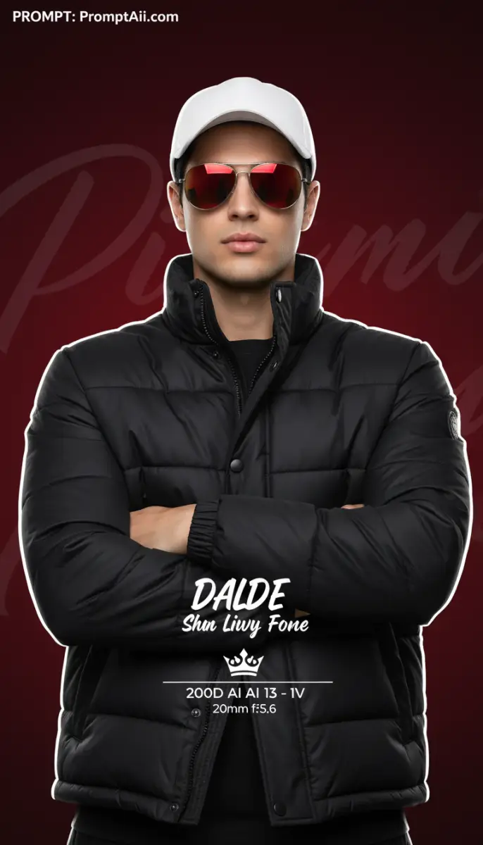 Portrait of a Man in Black Puffer Jacket and White Cap