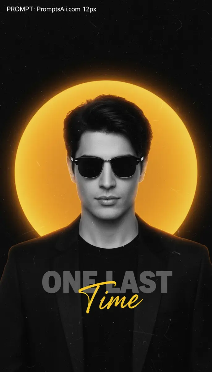 Portrait of a man in sunglasses with a glowing circle background