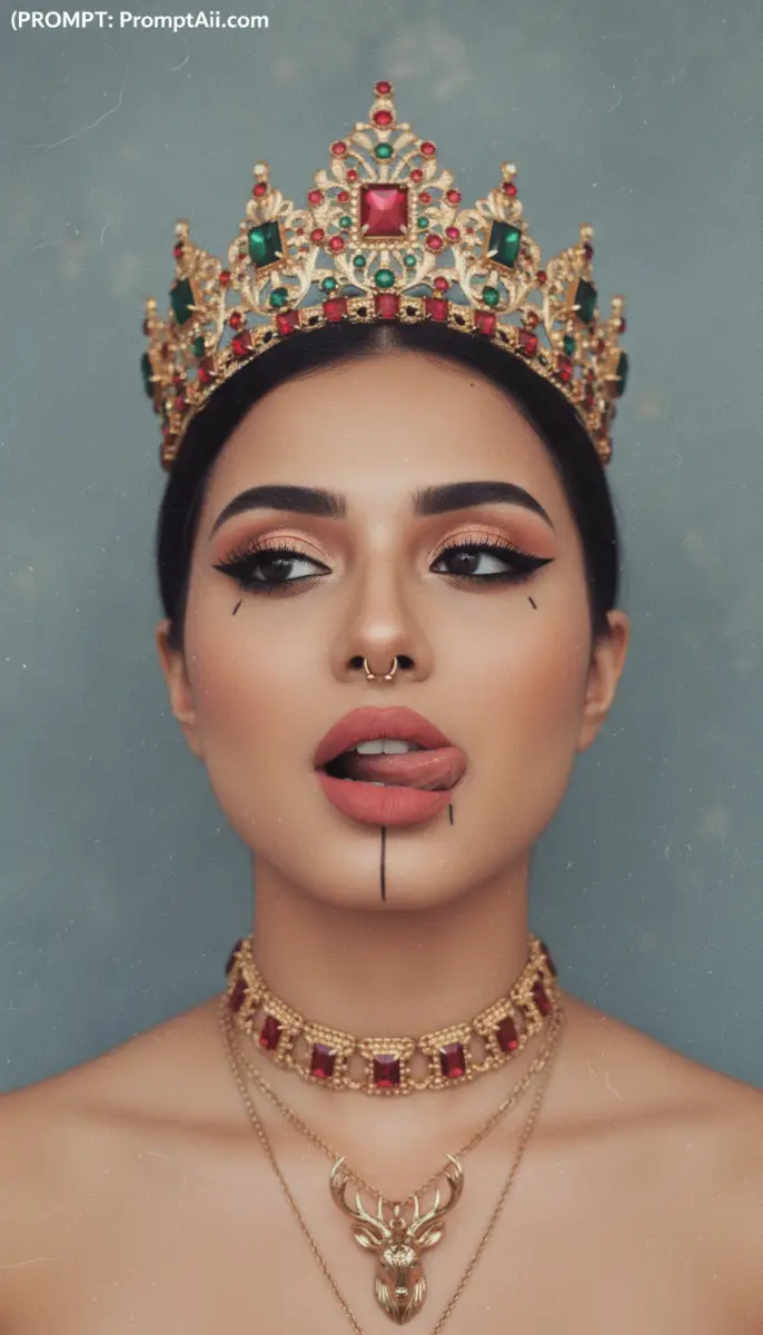 Portrait of a Woman Wearing a Jeweled Gold Crown