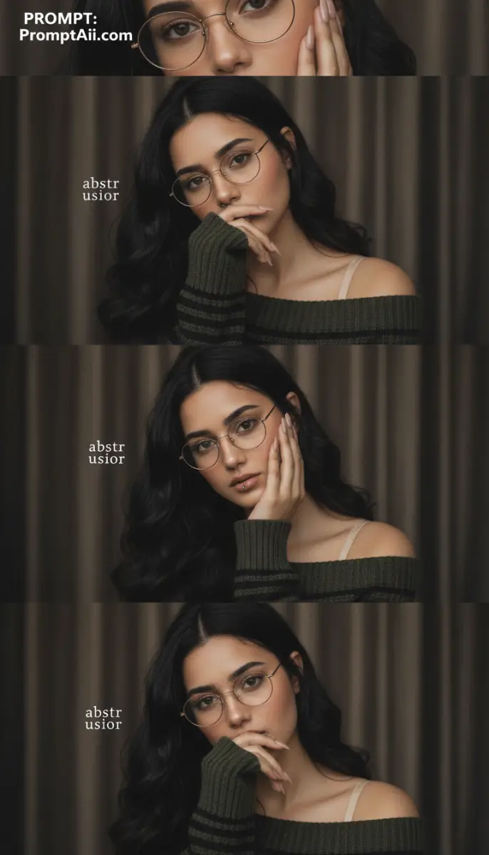 Portrait of a woman wearing round glasses and green sweater