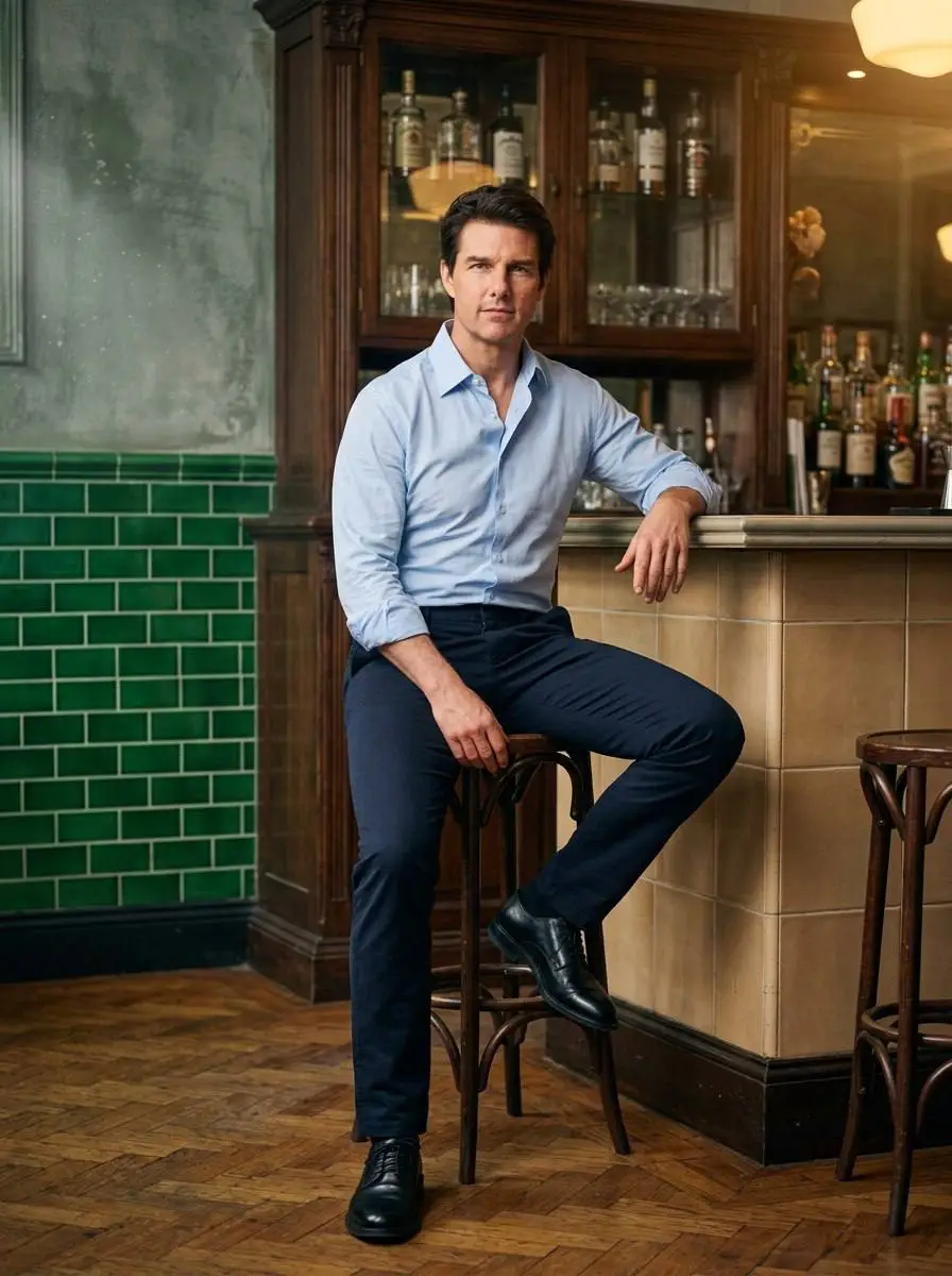 Person Sitting on a Bar Stool in a Classic Pub