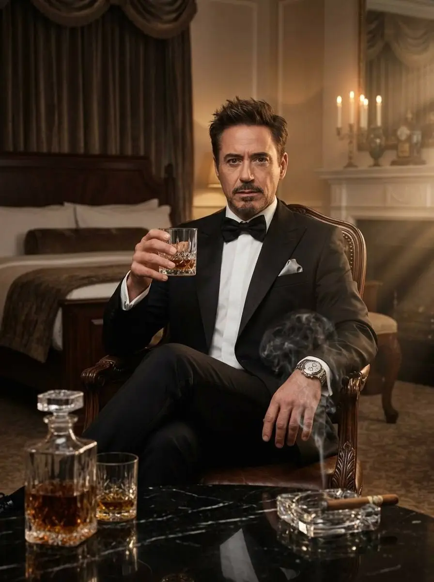 You in an Elegant Tuxedo Holding Whiskey