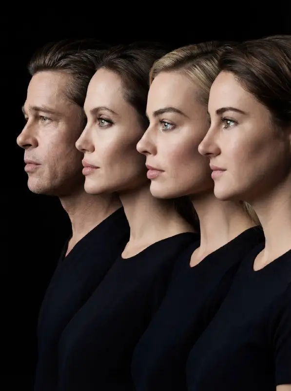 Cinematic Side Profile Portraits of Group in Black Studio Setting