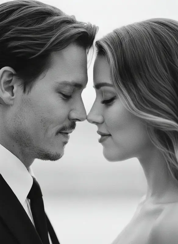 Intimate black and white portrait of a romantic couple