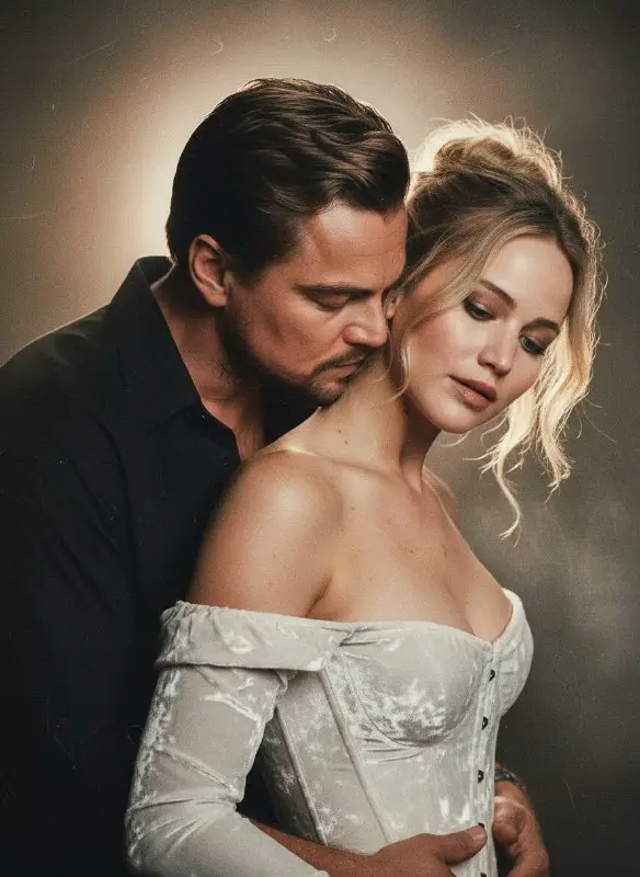 Romantic couple in an intimate embrace with cinematic lighting