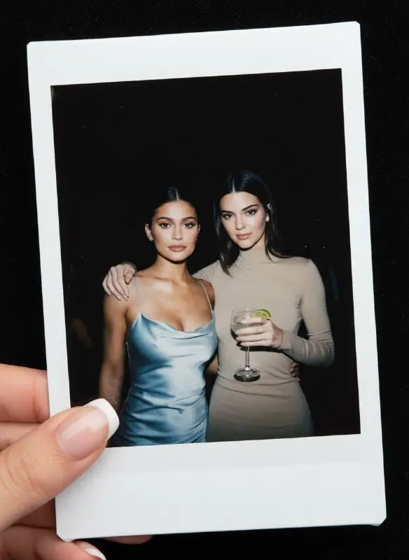 Two Stylish Friends Posing for Night Out Polaroid Photo