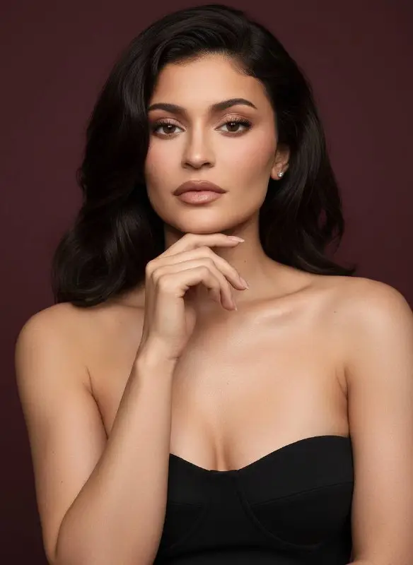 Elegant Studio Portrait of a Woman in Black Strapless Dress