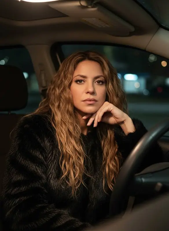 Cinematic Portrait of a Woman in a Fur Coat Driving at Night