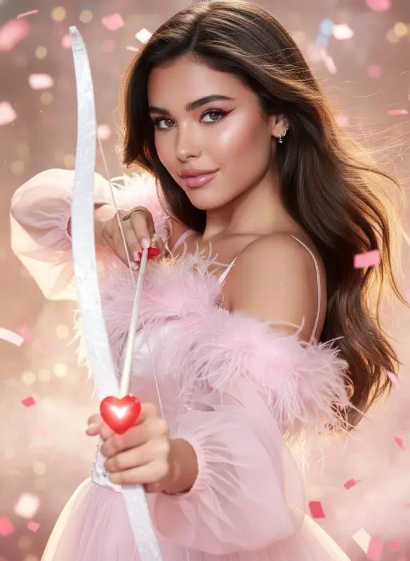 Beautiful Young Woman Dressed as Cupid for Valentine's Day