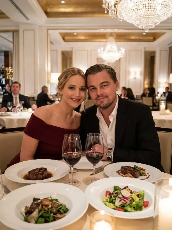 Elegant Couple Enjoying Romantic Dinner Date at Luxury Restaurant