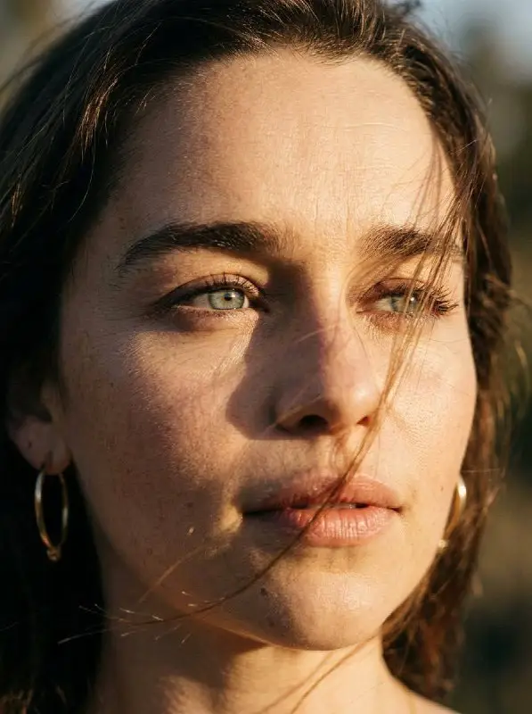 Natural Portrait of Woman with Green Eyes in Golden Hour