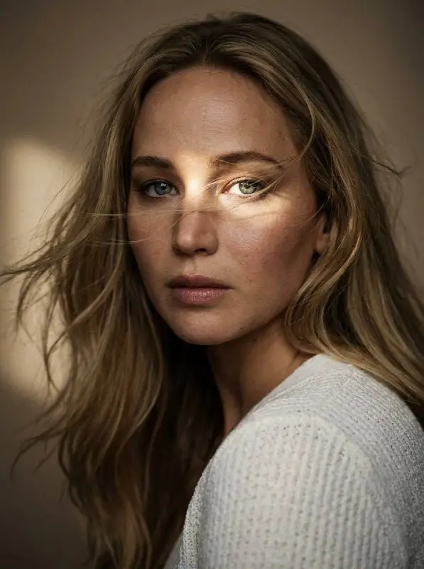 Moody Cinematic Portrait of Blonde Woman with Golden Hour Light