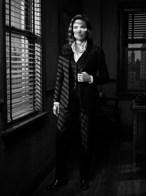 Moody Black and White Portrait of Woman in Business Suit